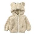 thumbnail image 1 of URMAGIC Toddler Winter Warm Jacket Kids Solid Color Long Sleeve Zipper Outwear Unisex Hoodie Cute Bear Ears Cardigan Coat, 1 of 1