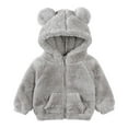 thumbnail image 1 of URMAGIC Toddler Winter Warm Jacket Kids Solid Color Long Sleeve Zipper Outwear Unisex Hoodie Cute Bear Ears Cardigan Coat, 1 of 7