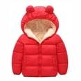 thumbnail image 1 of URMAGIC Toddlers Baby Boys Girls Long Sleeve Solid Color Hooded Bears Ears Jacket Kids Winter Warm Fleece Coat Outerwear 1-6T, 1 of 4
