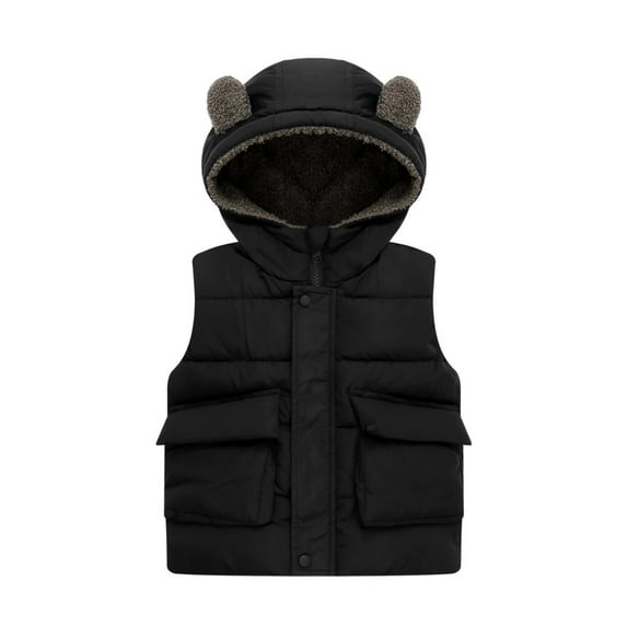 URMAGIC URMAGIC 1-6T Baby Girl Boy Ear Hooded Puffer Vest Fleece Lined Warm Waistcoat Outerwear