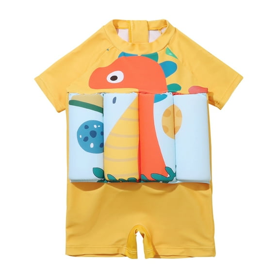 URMAGIC URMAGIC 2-6Y Kid Boy Short Sleeve One Piece Swimsuit Float Suit Cute Dinosaur Buoyancy Bathing Suit