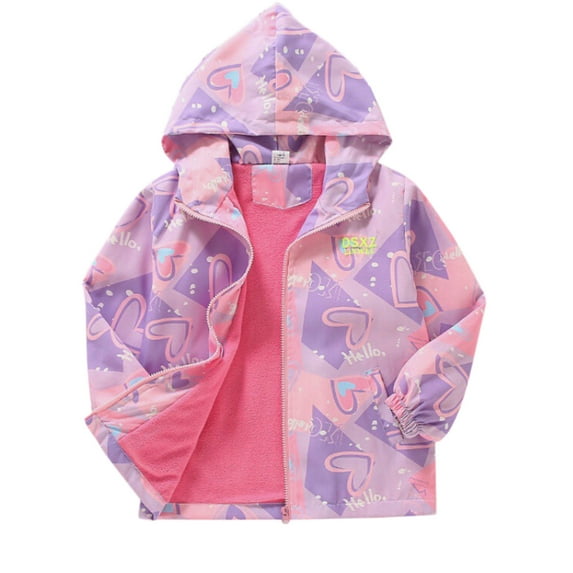 URMAGIC URMAGIC 3-13Y Child Girls Fleece Lined Active Jakcet Outdoor Windbreaker