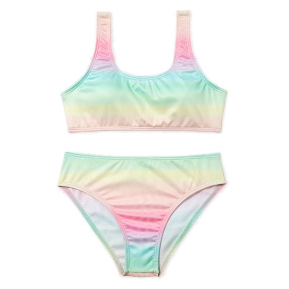 URMAGIC URMAGIC 7-14T Child Girls 2 Piece Bikini Set Swimsuit Bathing Suit/Rainbow