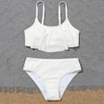 thumbnail image 1 of URMAGIC URMAGIC 7-14T Child Girls 2 Piece Bikini Set V Neck Solid Color Bathing Suit, 1 of 5