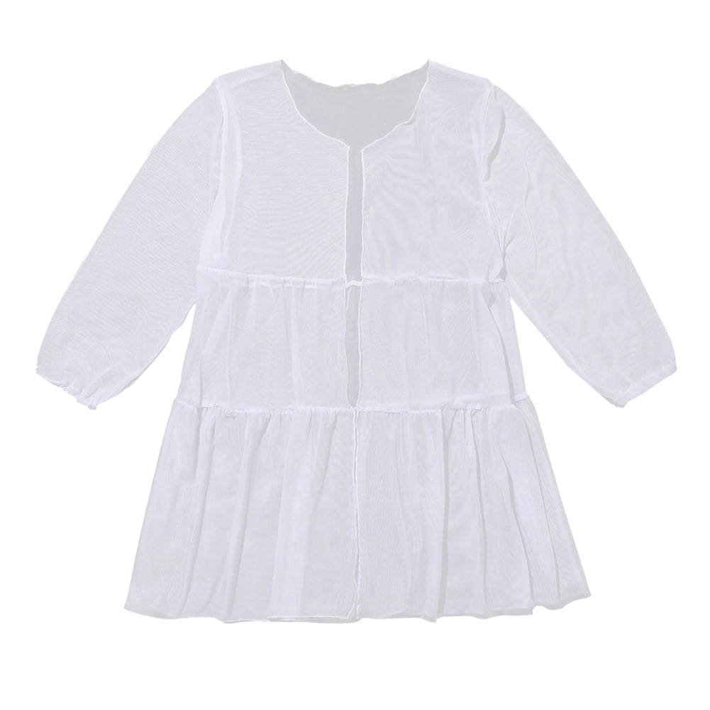 URMAGIC URMAGIC 714Y Girls Long Sleeve Beach Coverups Cardigans White Sheer Sunscreen Coverups