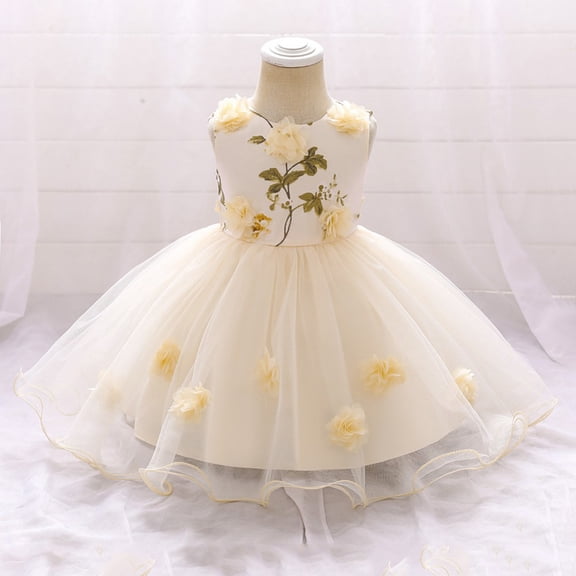 URMAGIC URMAGIC 9M-3T Baby Girls 3D Flower Lace Tutu Princess Dress Wedding Ball Gown Dress Birthday Dresses