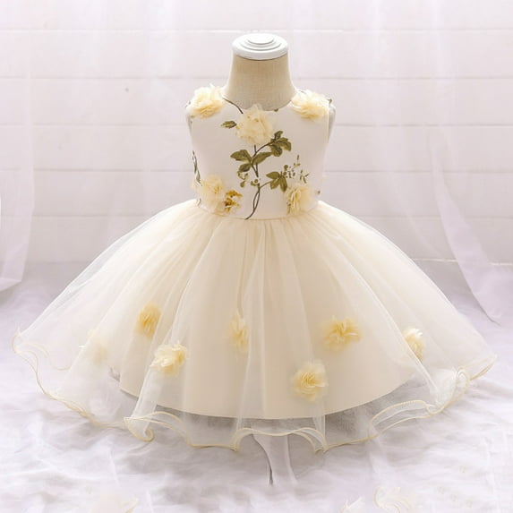 URMAGIC URMAGIC 9M-3T Baby Girls 3D Flower Lace Tutu Princess Dress Wedding Ball Gown Dress Birthday Dresses