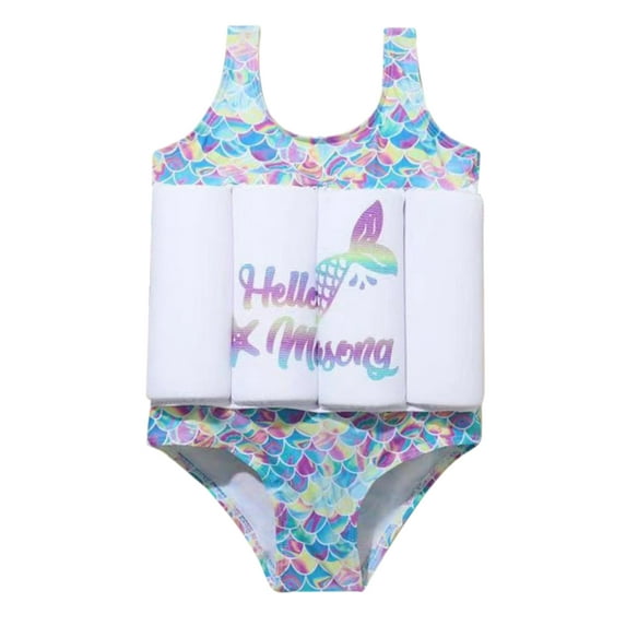 URMAGIC URMAGIC Girl One Piece Swimsuit 2-6Y Buoyancy Toddler Kids Floral Rashguard Flotation Bathing Suit