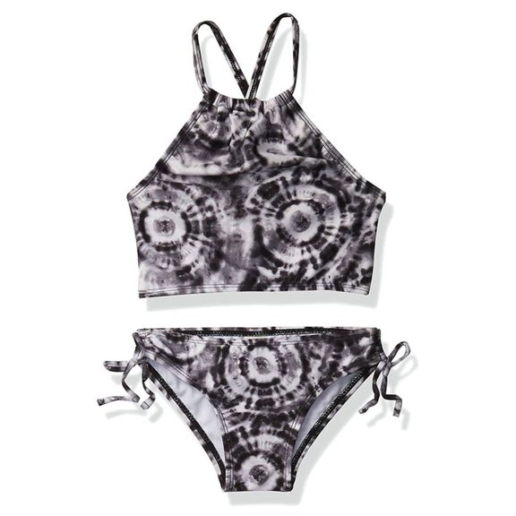 URMAGIC URMAGIC Little Big Child Teen Girls Butterfly Two Pieces Halter Bikini Set Tankini Floral Swimsuit