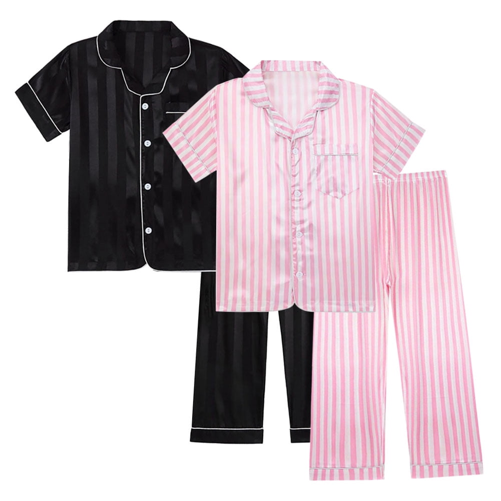 URMAGIC URMAIC Pajamas Set for Kid 5-14T Boys Girls Button-Up Silky ...