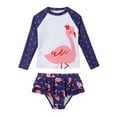 thumbnail image 1 of URMAGIC URMAIC kid Girls Long Sleeve Rash Guard with Bikini Bottoms Two Pieces Swimsuit,Duck,2-7Y, 1 of 6