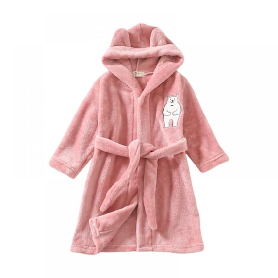 URMAGIC Unisex Baby Kid Boys Toddler Girls Hoodie Cute Cartoon Printed Flannel Bathrobes Robes 1-6 Years