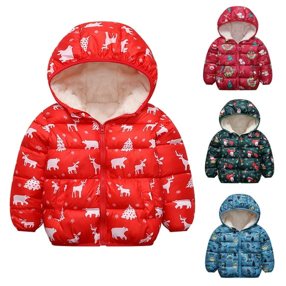 URMAGIC Winter Coat For Baby Boys Girls Hooded Fleece Jacket Toddler Cartoon Clothes 18 Months- 6 Years