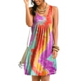 thumbnail image 1 of URMAGIC Women Tie Dye Straight Dress Scoop Neck Pleat Summer Dress, 1 of 7