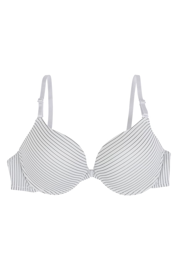 Women's 3/4 Cup Push Up Front Closure Stripe Bra Smooth Bralette Brassiere