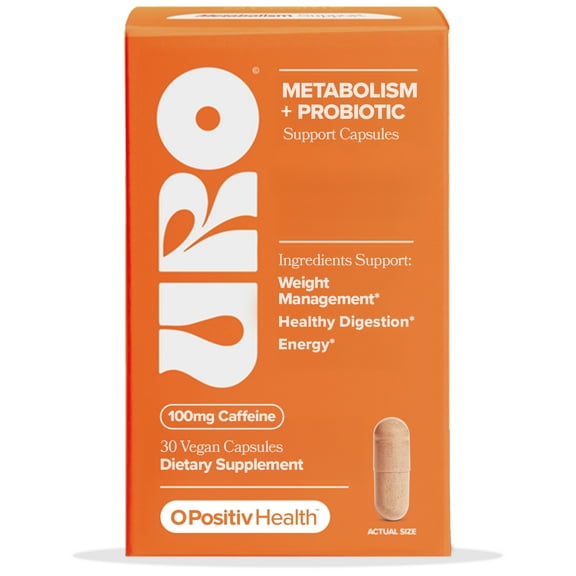 O Positiv URO Metabolism + Probiotic Capsules for Weight Management, Appetite Control & Energy, 30 Count