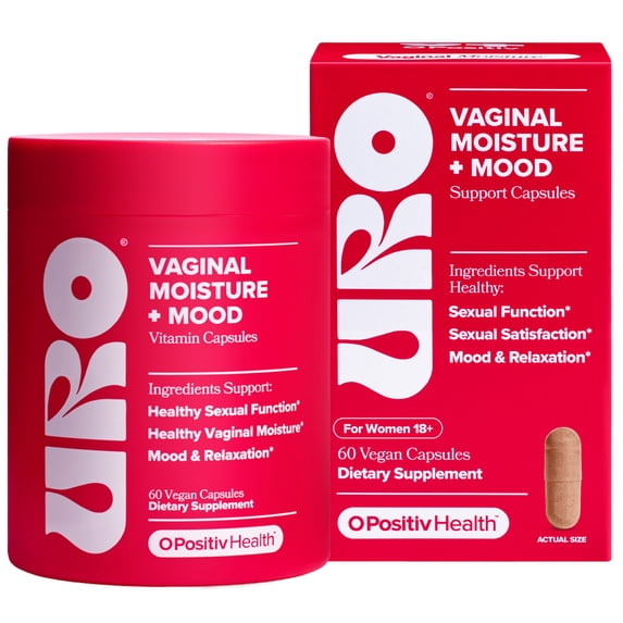 O Positiv URO Vaginal Moisture + Mood Vitamin Capsules for Moisture, Mood & Relaxation, 60 Count