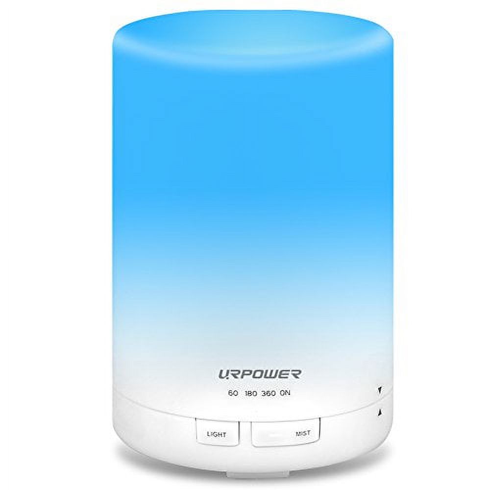 URPOWER 2nd Generation 300ml Aroma Essential Oil Diffuser Ultrasonic Air Humidifier with AUTO Shut off and 6-7 HOURS Continuous Diffusing - 7 Color Changing LED Lights and 4 Timer Settings - image 1 of 7