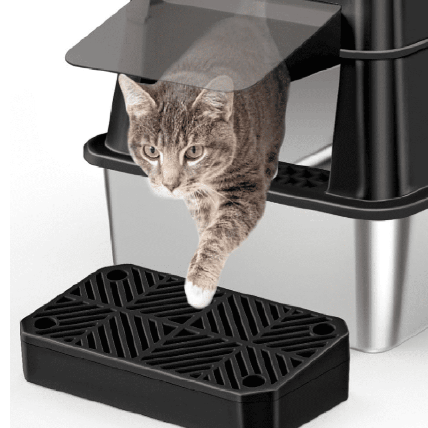 URPOWER Stainless Steel Cat Litter Box with Lid Extra Large Enclosed Litter Box for Cats Non-Sticky Metal Pan with High Sided Enclosure & Scoop, Front & Top Entry, Anti-Leakage, Easy Cleaning