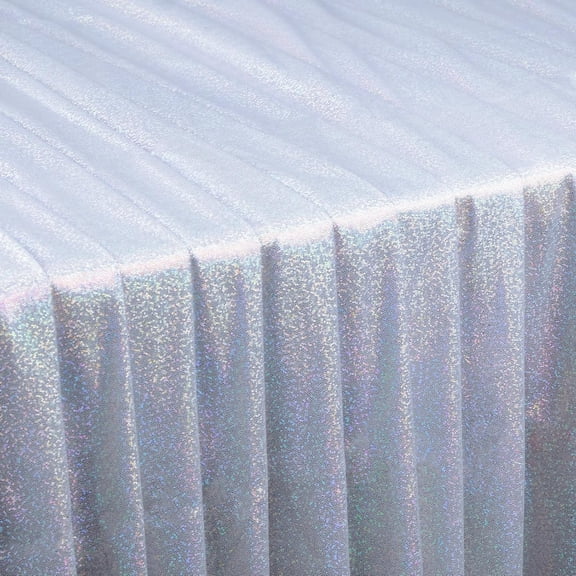 URROMA Sequin Laser Stretch Fabric,Silver Spandex Iridescent Shimmer Sewing Craft Fabric for Dancewear, Costumes & Decoration(1.5M*1M)