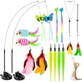 thumbnail image 1 of URRU Cat Toy,4 in 1 Indoor Cat Interactive Toys,14Pcs Durable Teaser Cat Toy Replacements,Interactive Cat Feather Toys with Hanging Door Kitten Wand Suction Cup Feathers Ball Mice Butterfly Streamer, 1 of 7