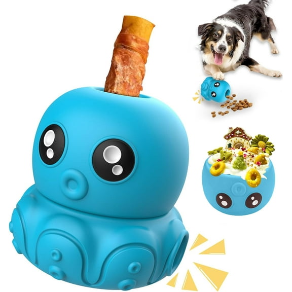 Dog Toys Clearance,URRU Dog Treat Dispenser Toys,Squeaky Stuffable Dog Chew Toy,Dog Toys for Aggressive Chewers,Interactive Slow Feeder Tough Puzzle Toys Teeth Cleaning,Blue Octopus