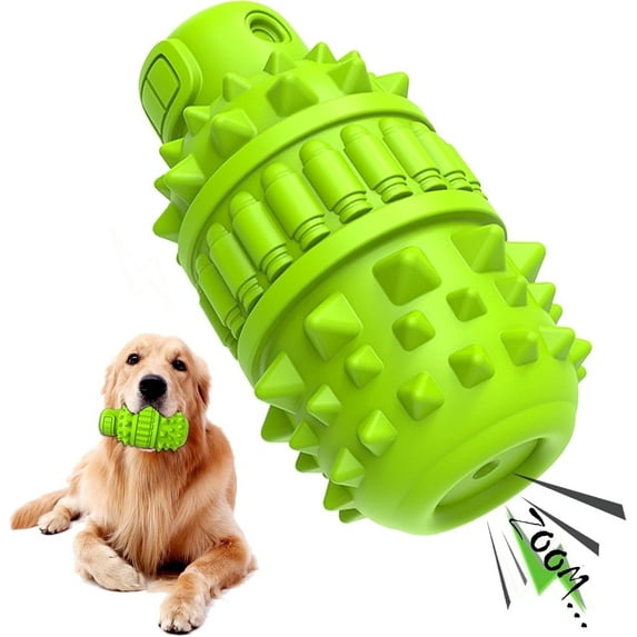 URRU Dog Toy for Aggressive Chewers, Indestructible Dog Chew Toys Squeaky , Interactive Tough Durable for Large Breed(Green,Large)
