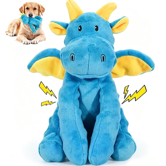 URRU Dog Toys Squeaky, Interactive Plush Dog Toy with Squeaker and Crinkle Paper, Suitable for Reducing Boredom and Anxiety, Cute Pet Toy for Small and Middle Dogs(Blue)