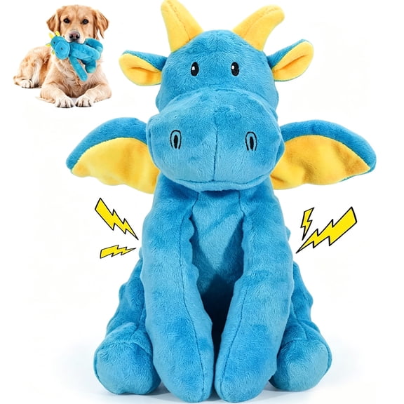 URRU Dog Toys Squeaky, Interactive Plush Dog Toy with Squeaker and Crinkle Paper, Suitable for Reducing Boredom and Anxiety, Cute Pet Toy for Small and Middle Dogs(Blue)