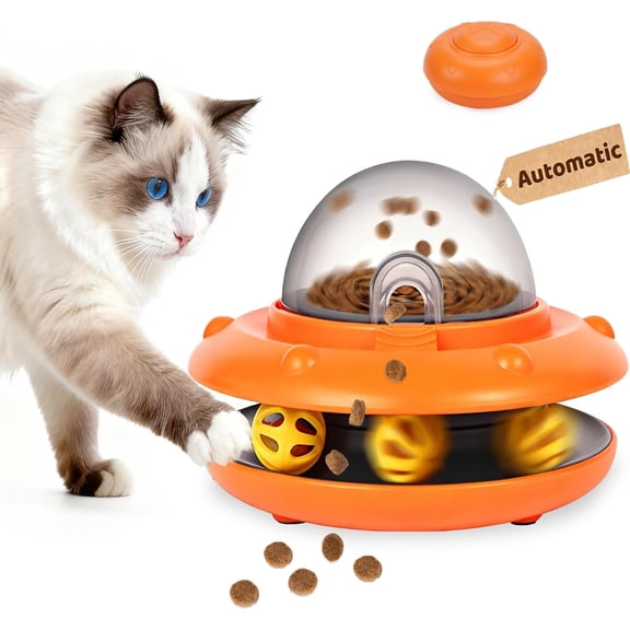 URRU Interactive Cat Toys-Automatic Treat Dispenser Toys with Remote Control for Treat Dispensing,Puzzle Toys for Cats & Dogs,Pets IQ Training Gift, Rechargeable Ball Track Toy Slow Feeder