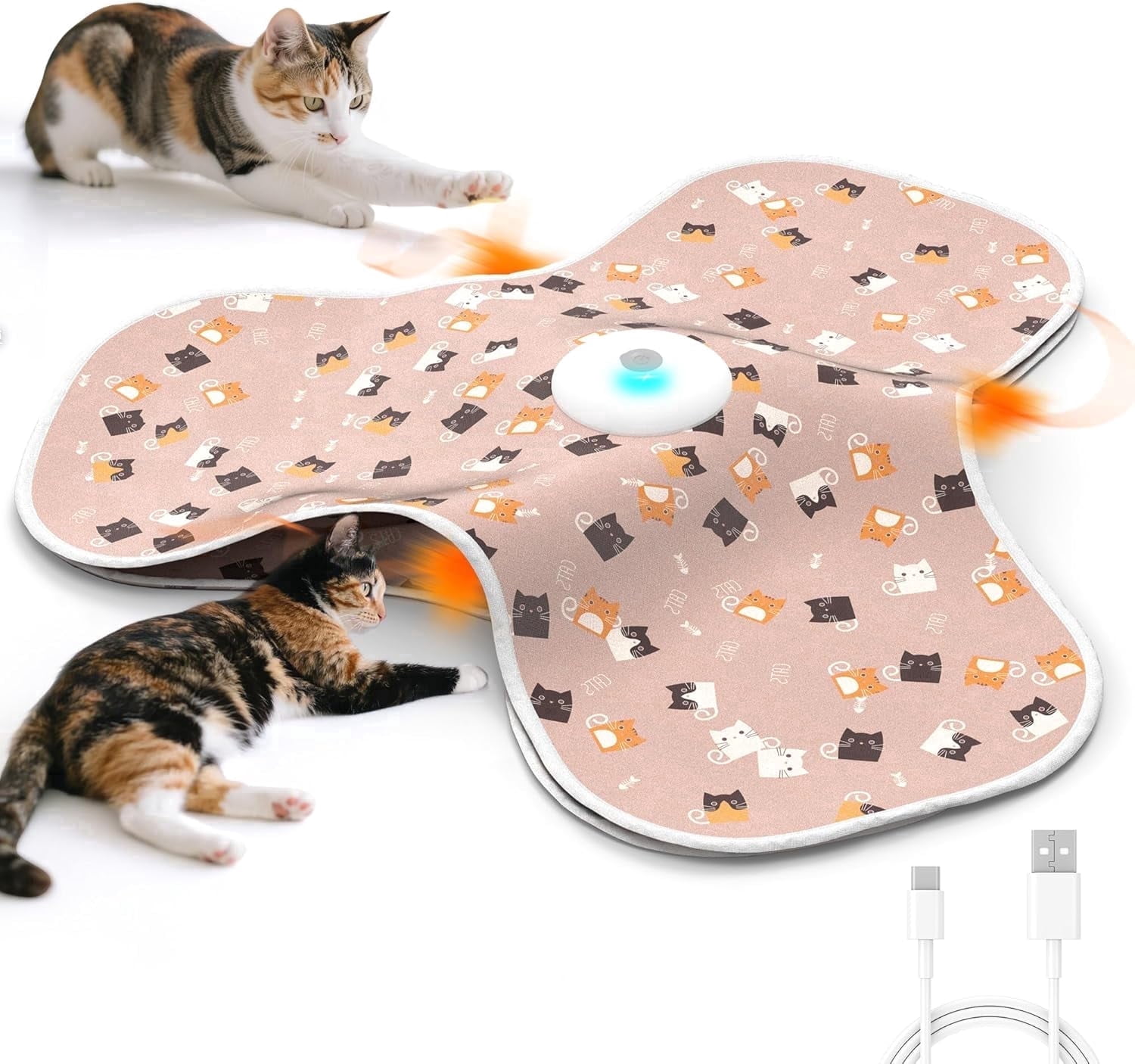 URRU Interactive Cat Toys for Indoor Cats‌,Automatic Rechargeable Hide and Seek Cat Toy with Mouse Sounds and Moving Concealed Feathers for Cats and Kittens Self Playing