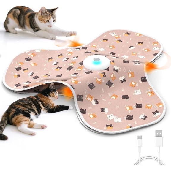 URRU Interactive Cat Toys for Indoor Cats,Automatic Rechargeable Hide and Seek Cat Toy with Mouse Sounds and Moving Concealed Feathers for Cats and Kittens Self Playing