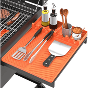 URRU Silicone Grill Mat Compatible , Silicone Griddle Tools Mat with Drip Pad, Spatula Mat for Outdoor Grill Kitchen Counter (Orange)