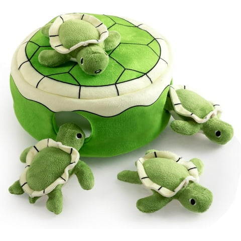 URRU Squeaky Dog Toy, Interactive Plush Hide and Seek Dog Toys for Small Medium Sized Dogs and Non-Aggressive Chewers, Puppy Teeth Clean Chew Toys, Turtles