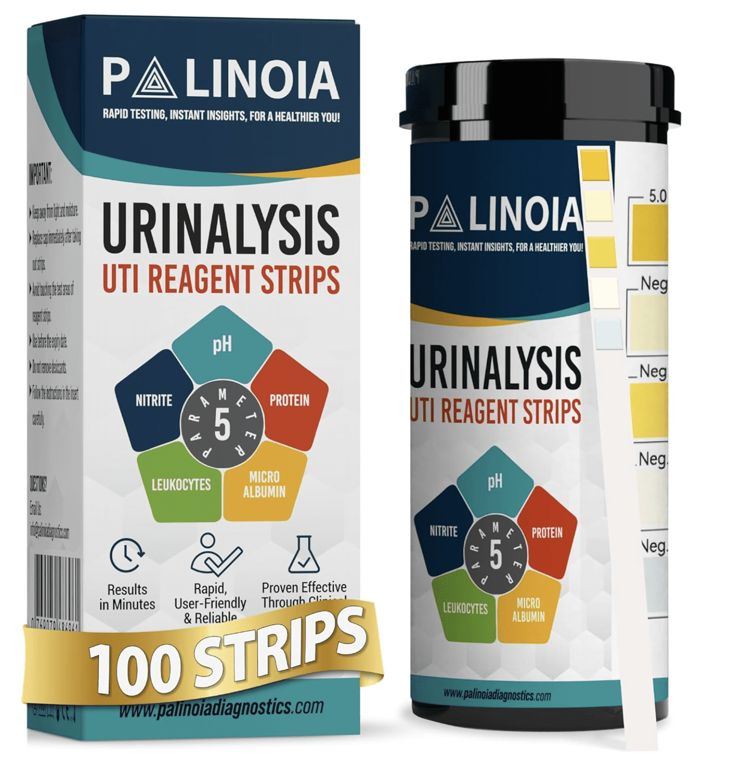 Uti Complete URS 5-in-1 Urine Test Strips 5 Parameters Testing UTI, Urinalysis for ...