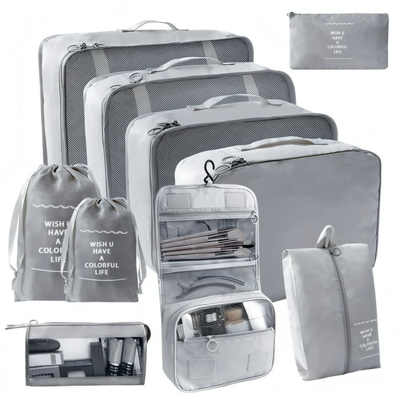 URSOFINE 10 Set Expandable Compression Travel Packing Cubes, See Through Mesh Packing Cubes for Suitcases, Lightweight Luggage Organizers Bag Set for Clothes Shoes Cosmetics Toiletries Accessories