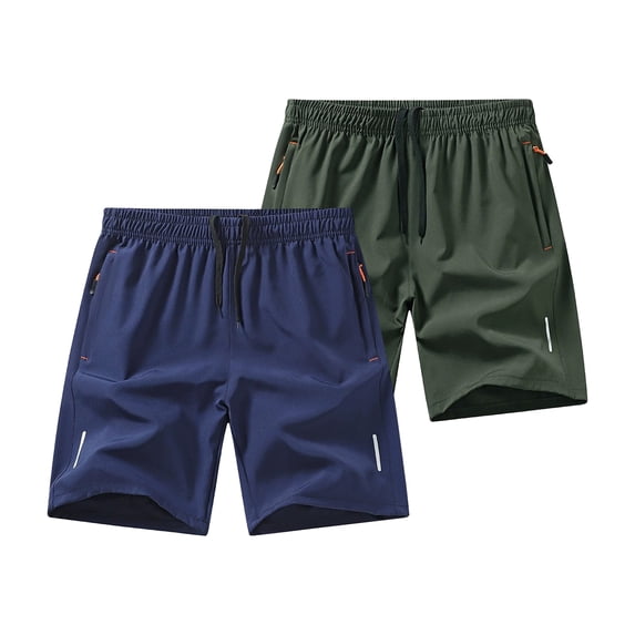URSOFINE 2 Pack Men's Quick Dry Hiking Shorts Lightweight Running Gym Outdoor Active Shorts with Zipper Pockets