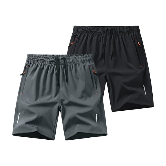 URSOFINE 2 Pack Men's Quick Dry Hiking Shorts Lightweight Running Gym Outdoor Active Shorts with Zipper Pockets