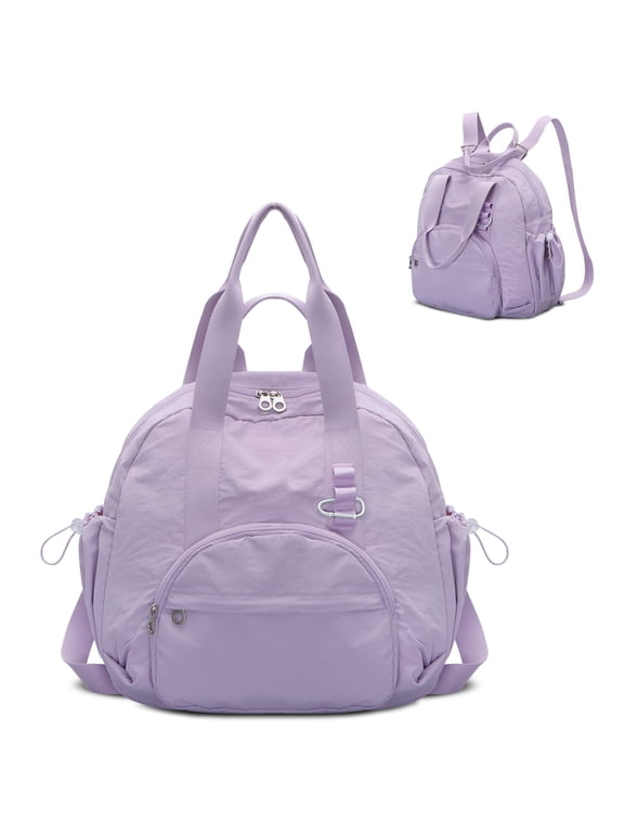2-in-1 Recycled Nylon Convertible Backpack Tote Purse for Women, Water-Resistant Handbag with Wet Pocket, Lightweight Foldable Daypack for Commute, College, Gym, and Weekend Travel