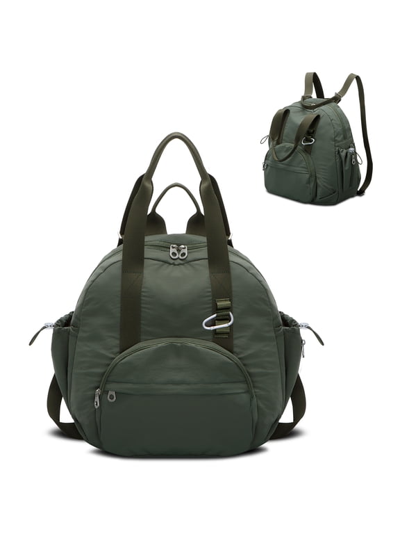 2-in-1 Recycled Nylon Convertible Backpack Tote Purse for Women, Water-Resistant Handbag with Wet Pocket, Lightweight Foldable Daypack for Commute, College, Gym, and Weekend Travel