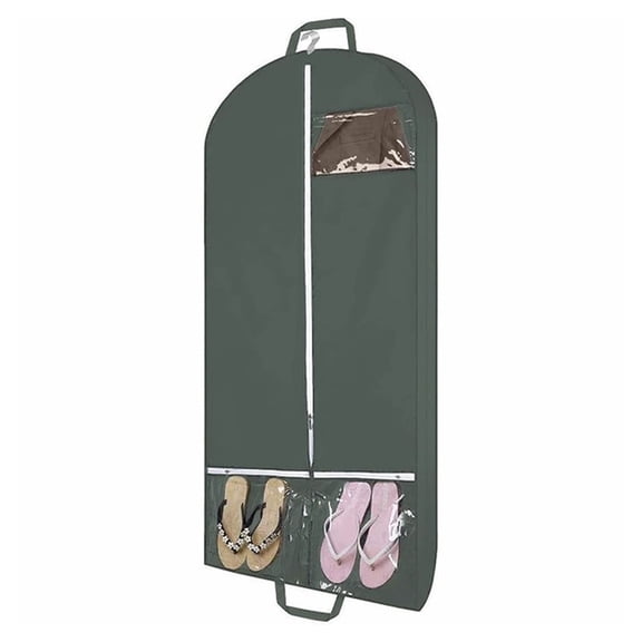 URSOFINE 54" Garment Bags for Travel and Storage, Travel Suit Bags for Men Women with 2 Clear Pockets, Storage bags for Clothes, Suits, Dress, Shirts, Coats (Green)