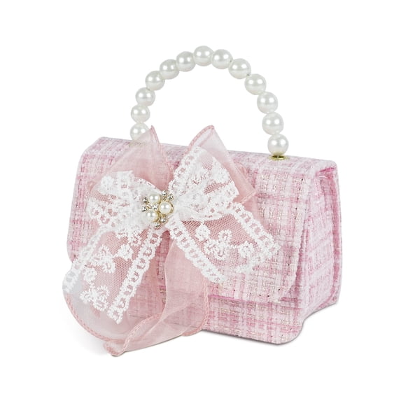 URSOFINE Bow & Pearl Mini Handbag - Crossbody Purse with Detachable Chain for Parties & Daily Use