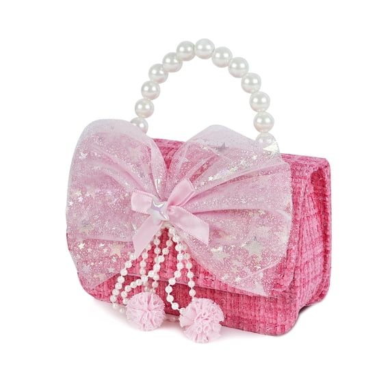 URSOFINE Bow & Pearl Mini Handbag - Crossbody Purse with Detachable Chain for Parties & Daily Use