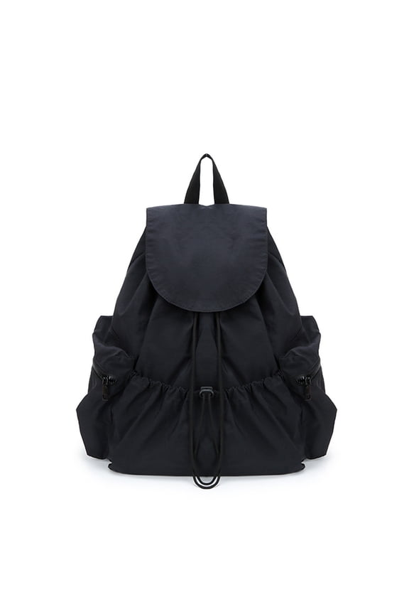 Casual Drawstring Backpack, Lightweight Canvas Daypack with Magnetic Buckle & Multiple Pockets for Women