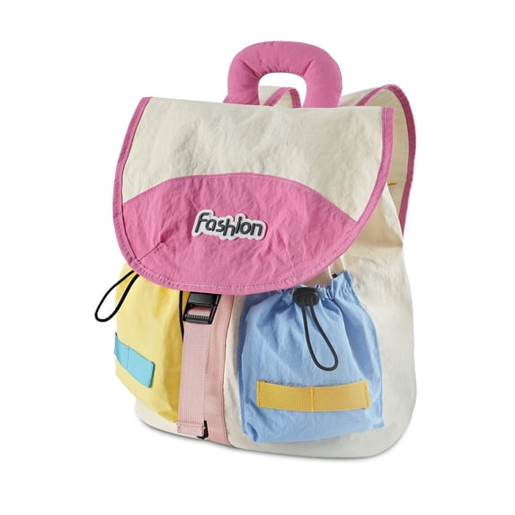 URSOFINE Color Block Drawstring Backpack Lightweight Large Capacity Casual Daypack
