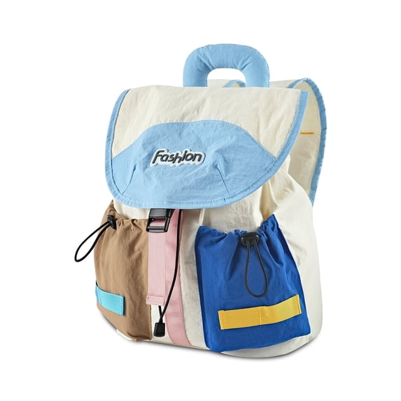 URSOFINE Color Block Drawstring Backpack Lightweight Large Capacity Casual Daypack