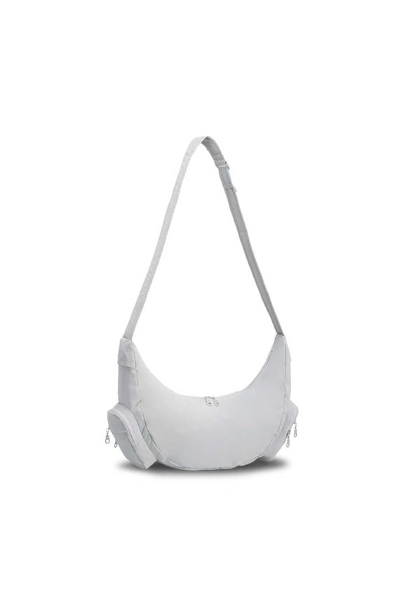 Crescent Crossbody Bag for Women, Lightweight Water-Resistant Nylon Hobo Bag with Multiple Pockets, Adjustable Strap Crescent Moon Bag for Travel, Shopping, Gym (Gray)