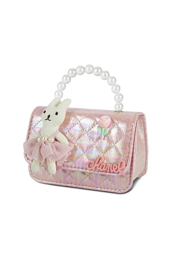 Cute Pearl Handle Crossbody Bag for Women - Sequined Bow Mini Handbag with Detachable Chain Strap