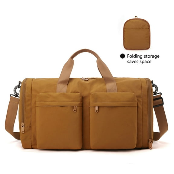 URSOFINE Duffle Bag with Shoes Compartment, Foldable Travel Duffel Bags for Men Women, Packable Travel Bag Waterproof Overnight Weekender Bags with Trolley Sleeve