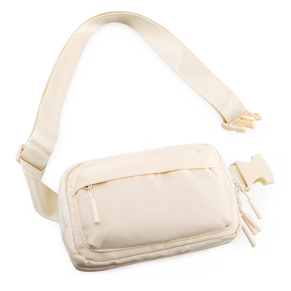 URSOFINE Belt Bag for Women & Men - Adjustable Crossbody Fanny Pack with 4 Pockets, Water-Resistant Sling Bag for Travel, Gym, Running & Daily Essentials (Gift Idea), Beige